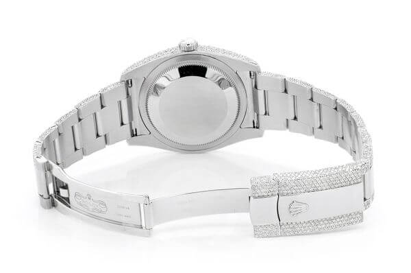 Iced Out Rolex Datejust 36MM SILVER RED DIAL AUTOMATIC MOISSANITE WATCH 14.00CT