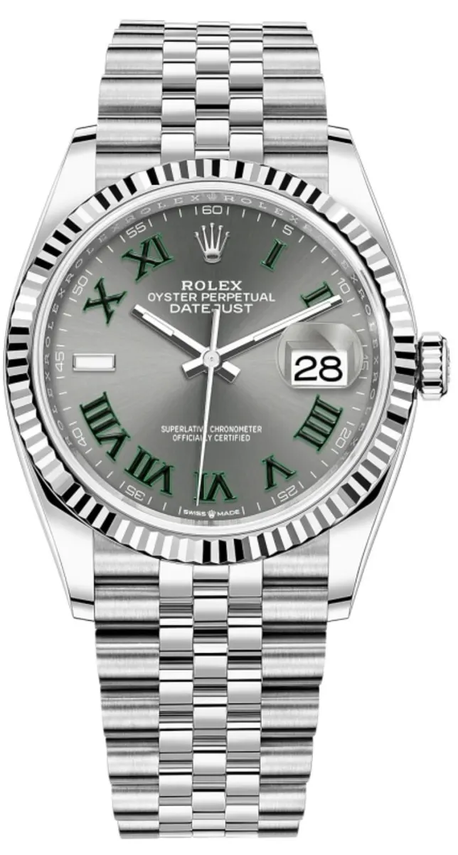 Rolex Datejust 36 Steel & White Gold Slate Roman Dial Women's Watch M126234-0045