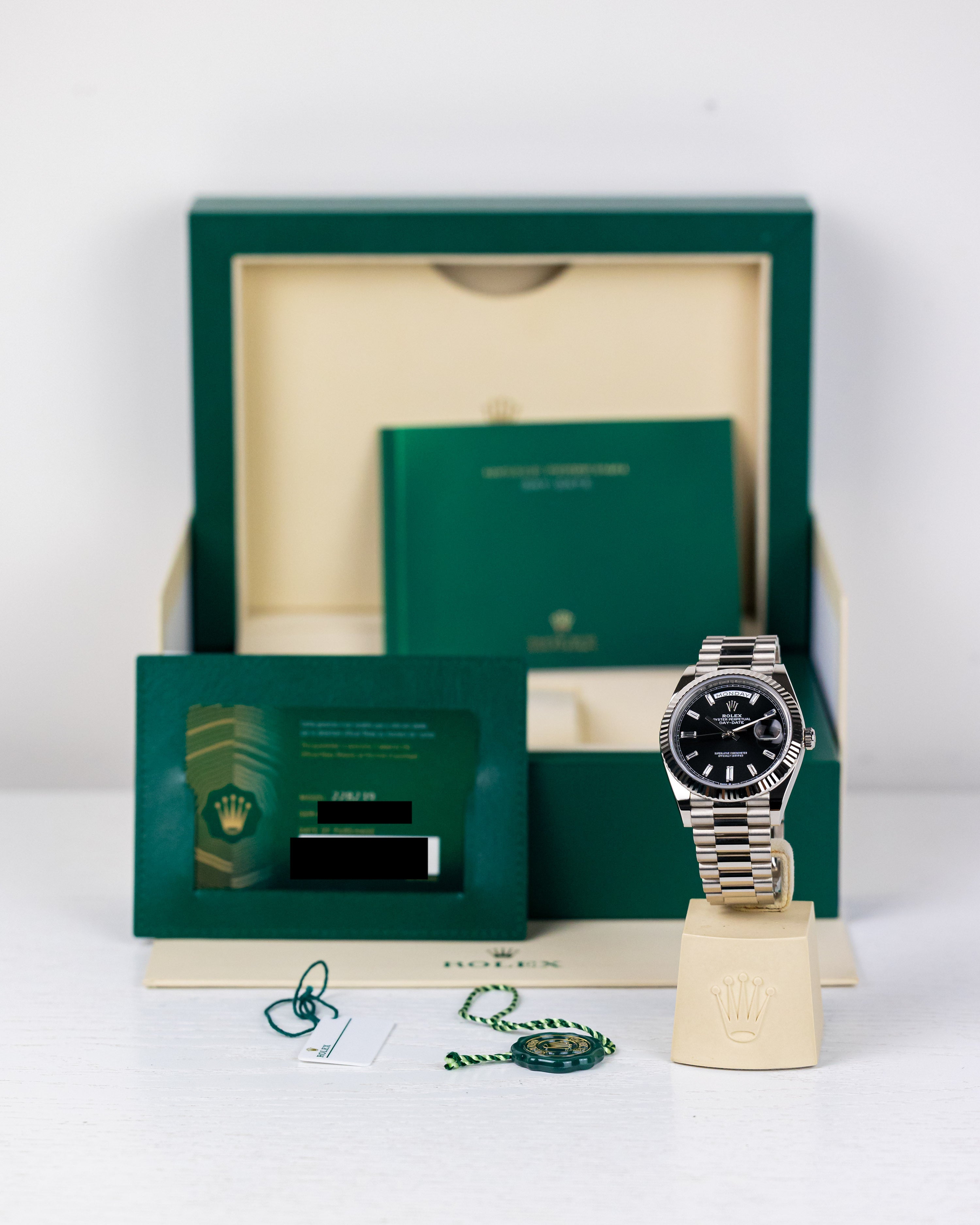 2022 Rolex Day-Date 40 White Gold/Black Diamond Dial 228239