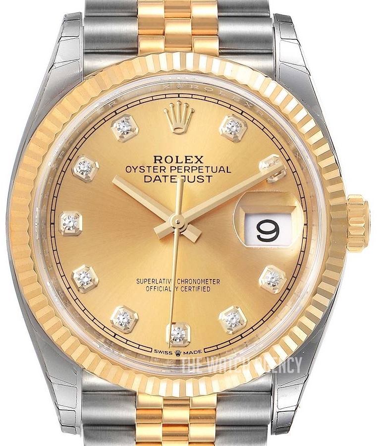Rolex Datejust 36 Champagne Diamond Dial Watch 116233-0150