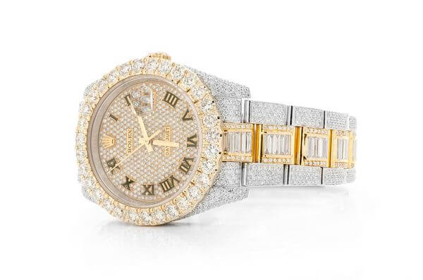 MOISSANITE ROLEX WATCH 36MM DATEJUST 2 TONE AUTOMATIC FULL ICED VVS 19.40CT