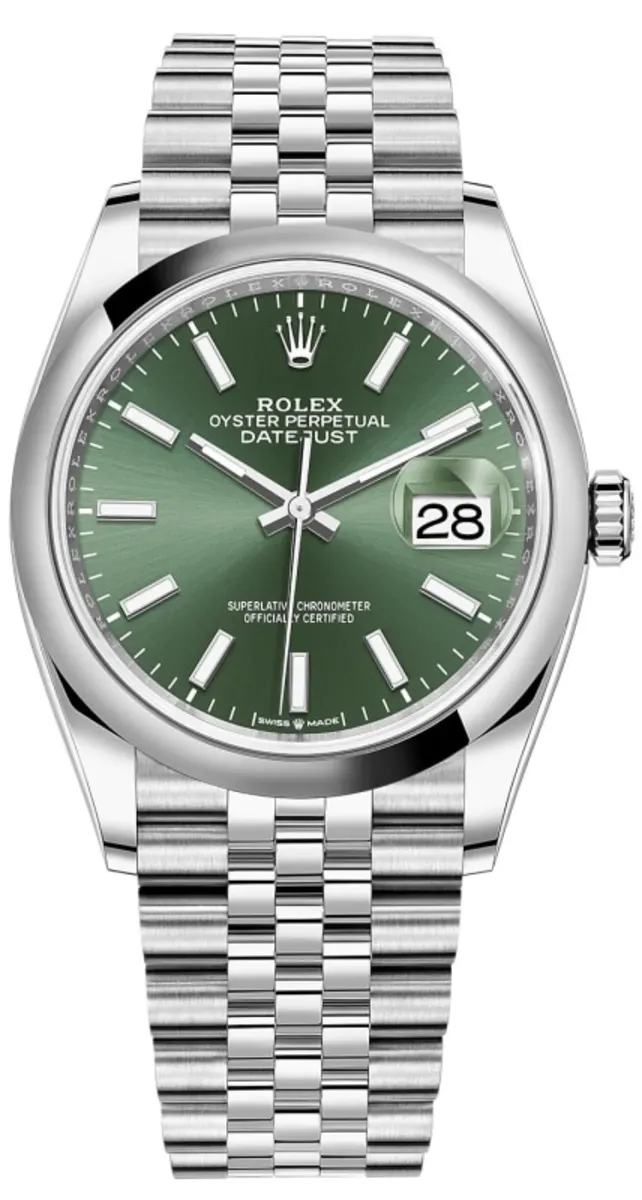 Rolex Datejust 36 Stainless Steel Mint Green Dial Women's Watch M126200-0023