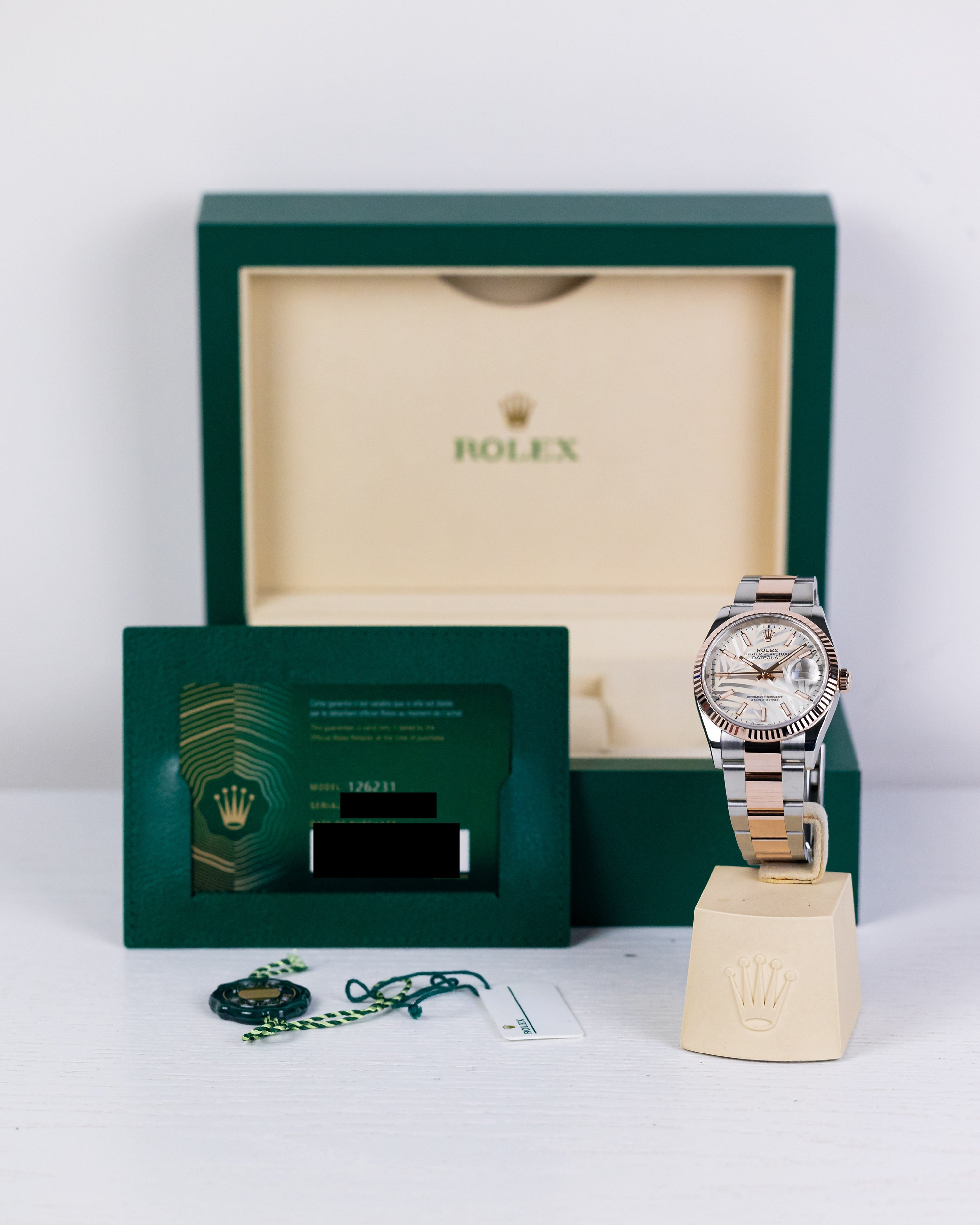 2021 Rolex Datejust 36mm RG/Steel Palm Dial Motif