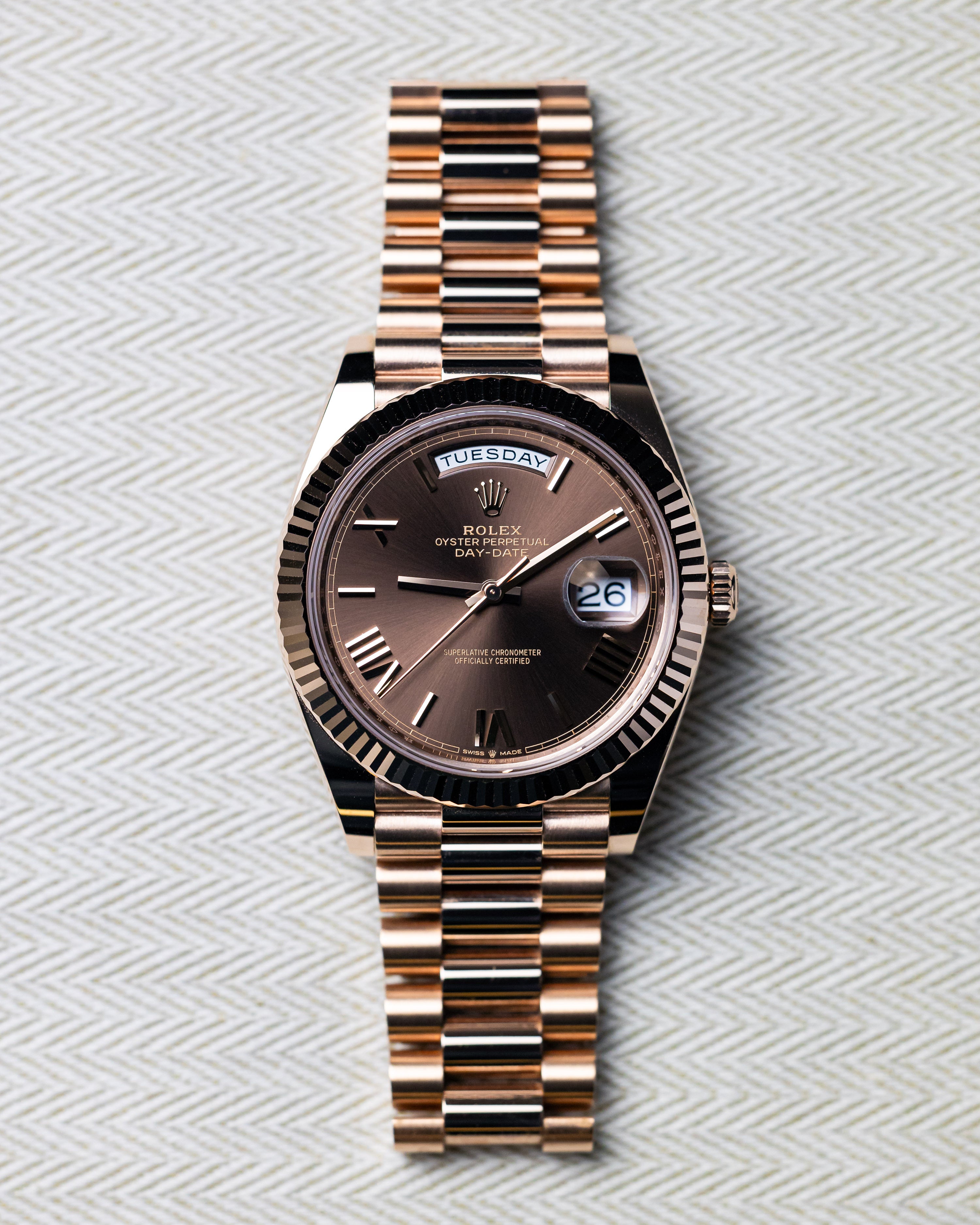 Rolex Day-Date 40 Everose Gold Sundust Diamond Dial Men's Watch M228235