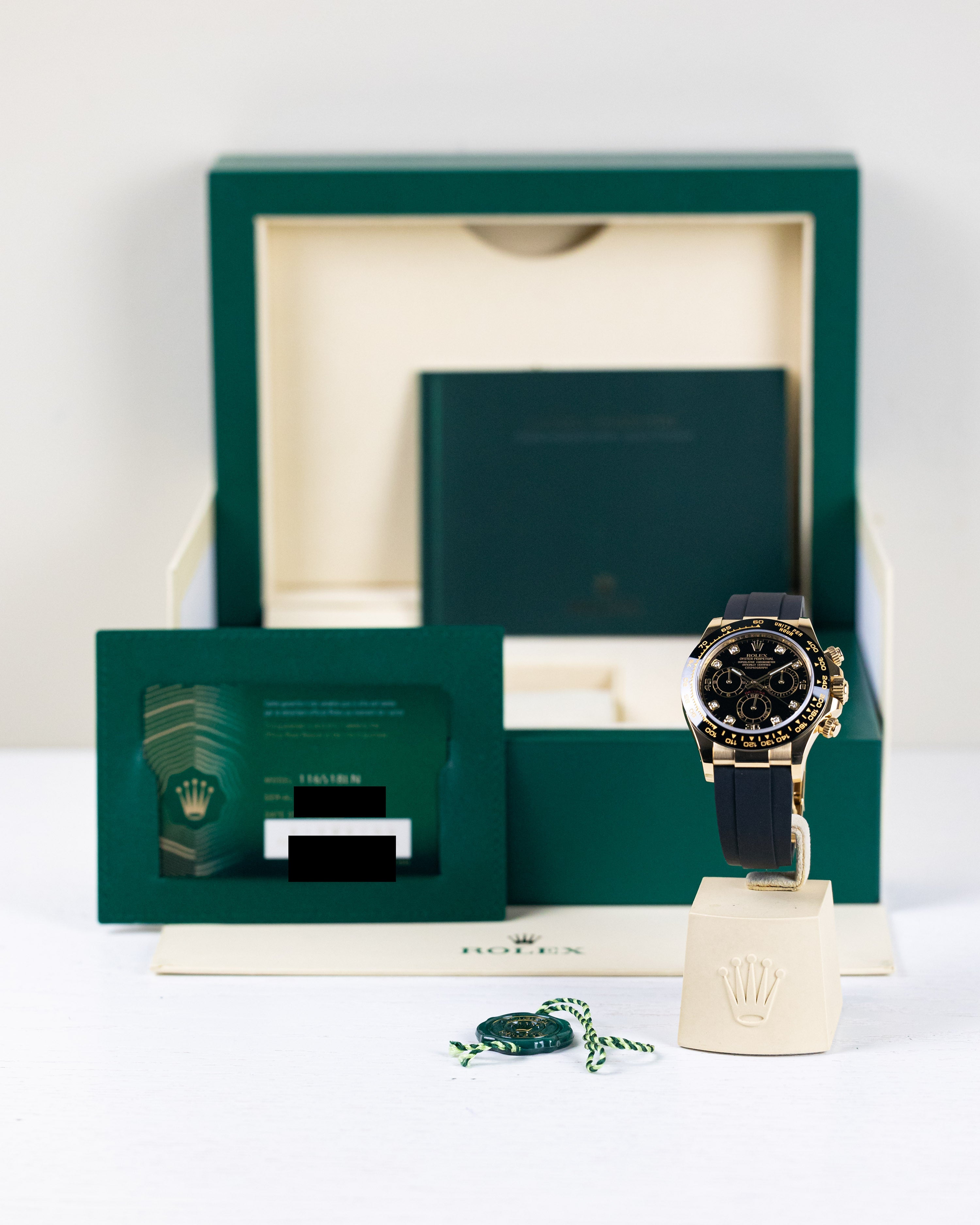 Rolex Daytona Yellow Gold Oysterflex Black Diamond Dial 116518LN  