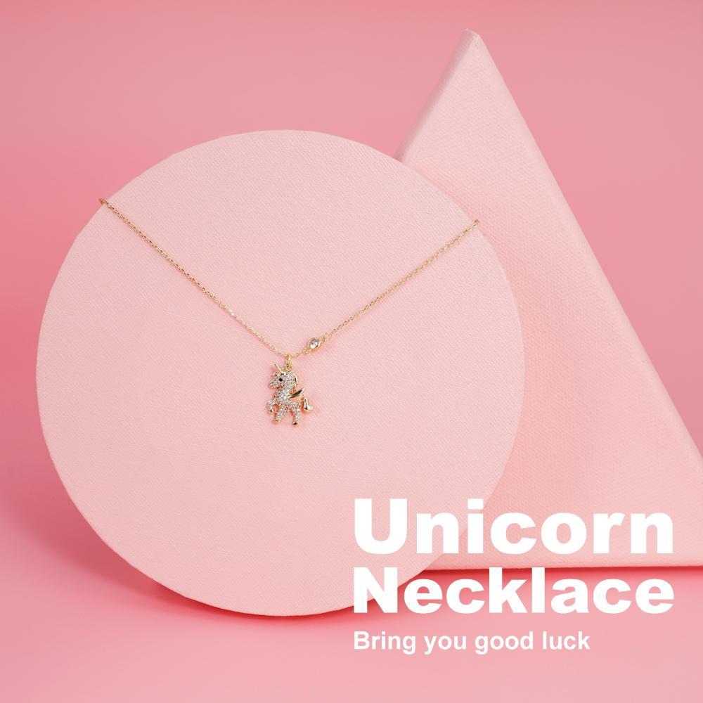For Girl Shiny Diamond Unicorn Necklace jewelry