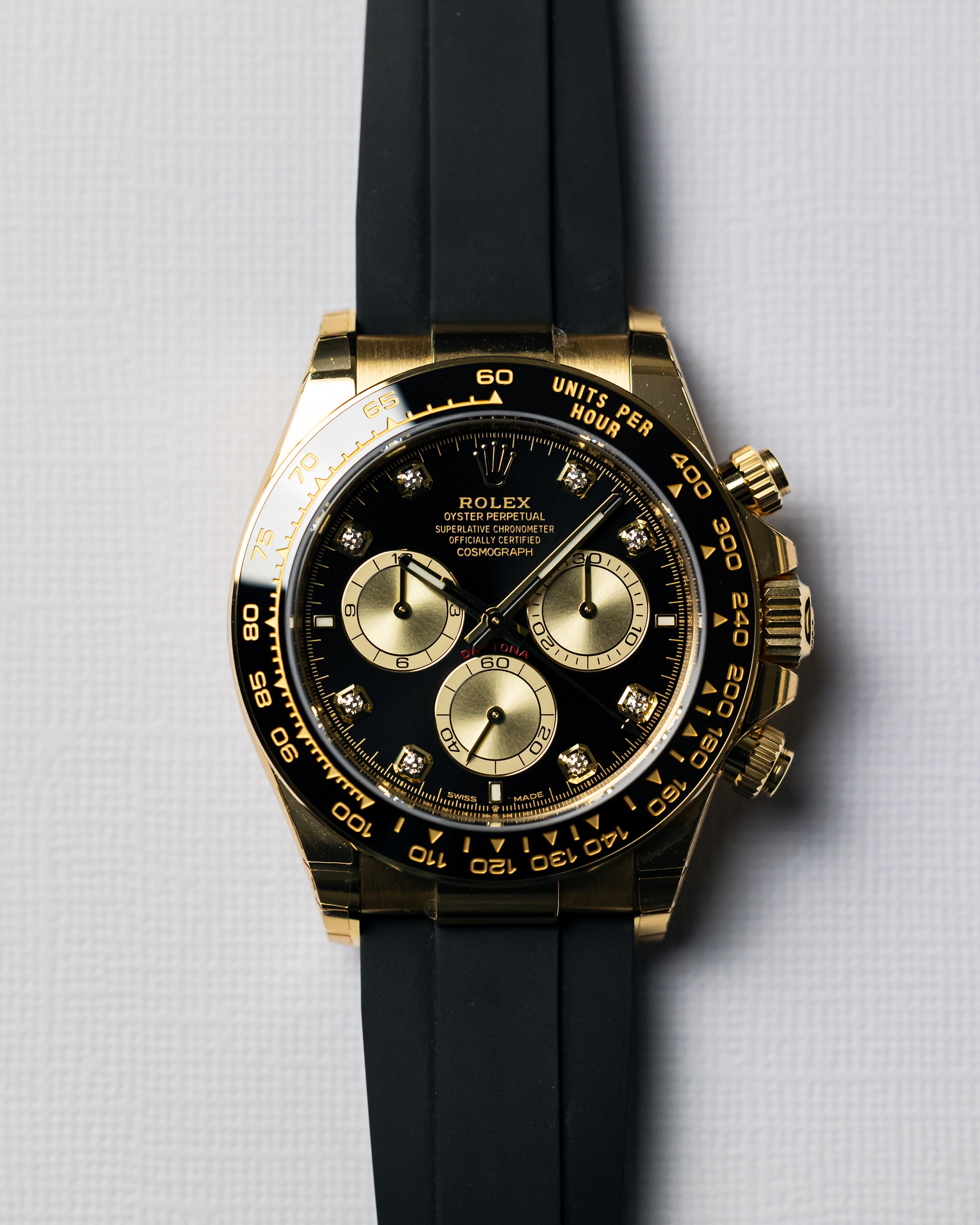 2024 Rolex Daytona Oysterflex Yellow Gold Black Diamond Dial
