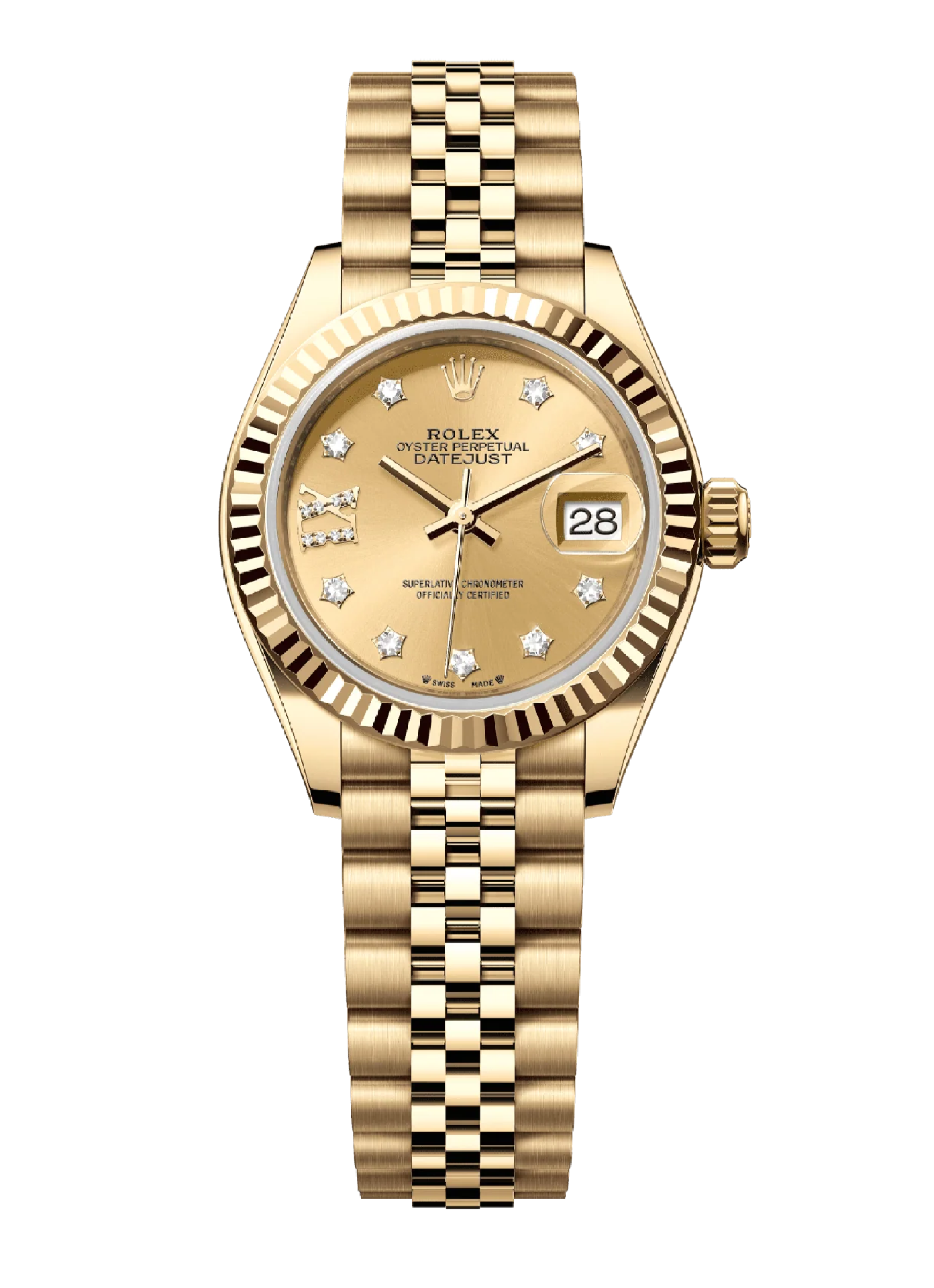 Rolex Lady-Datejust 28 Solid 18K Yellow Gold Women's Watch 279178-0013
