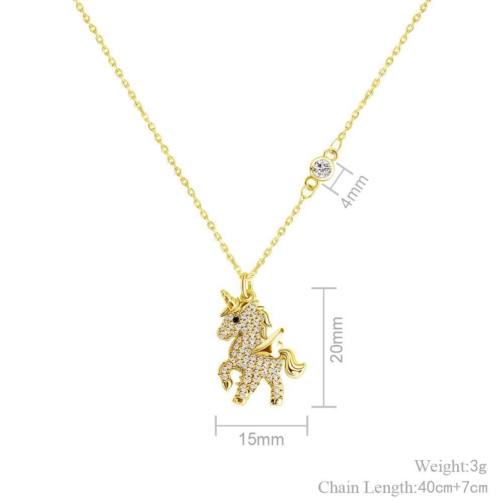 For Girl Shiny Diamond Unicorn Necklace jewelry