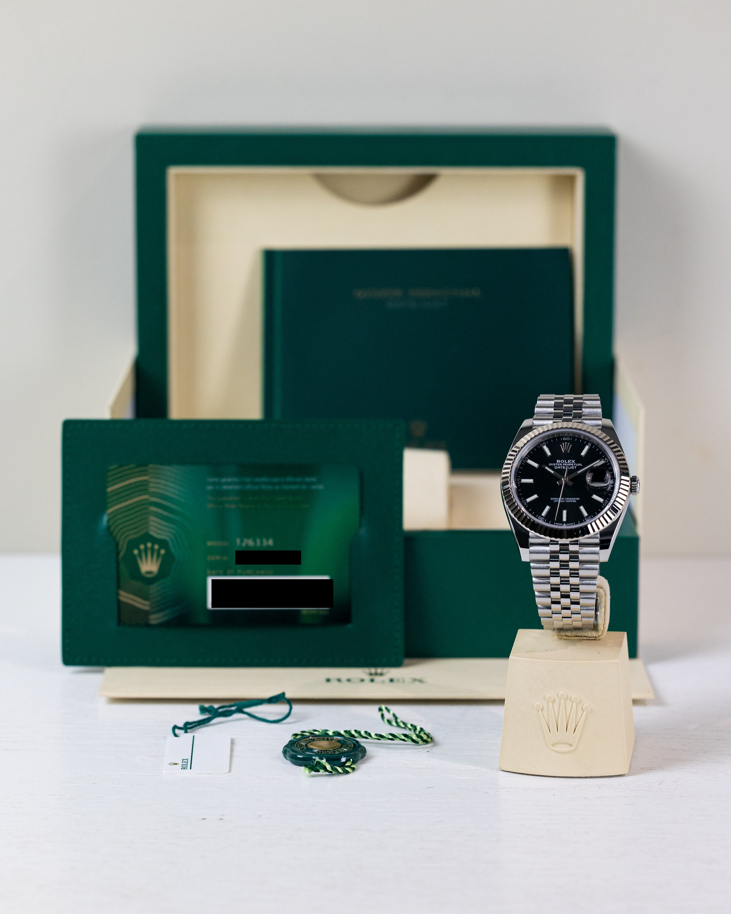 Rolex Datejust 41 Steel & White Gold Black Index Jubilee Band Men's Watch M126334