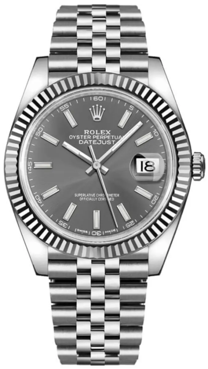 Rolex Datejust 41 Steel & White Gold Fluted Bezel Slate Dial Jubilee Men's Watch M126334-0014