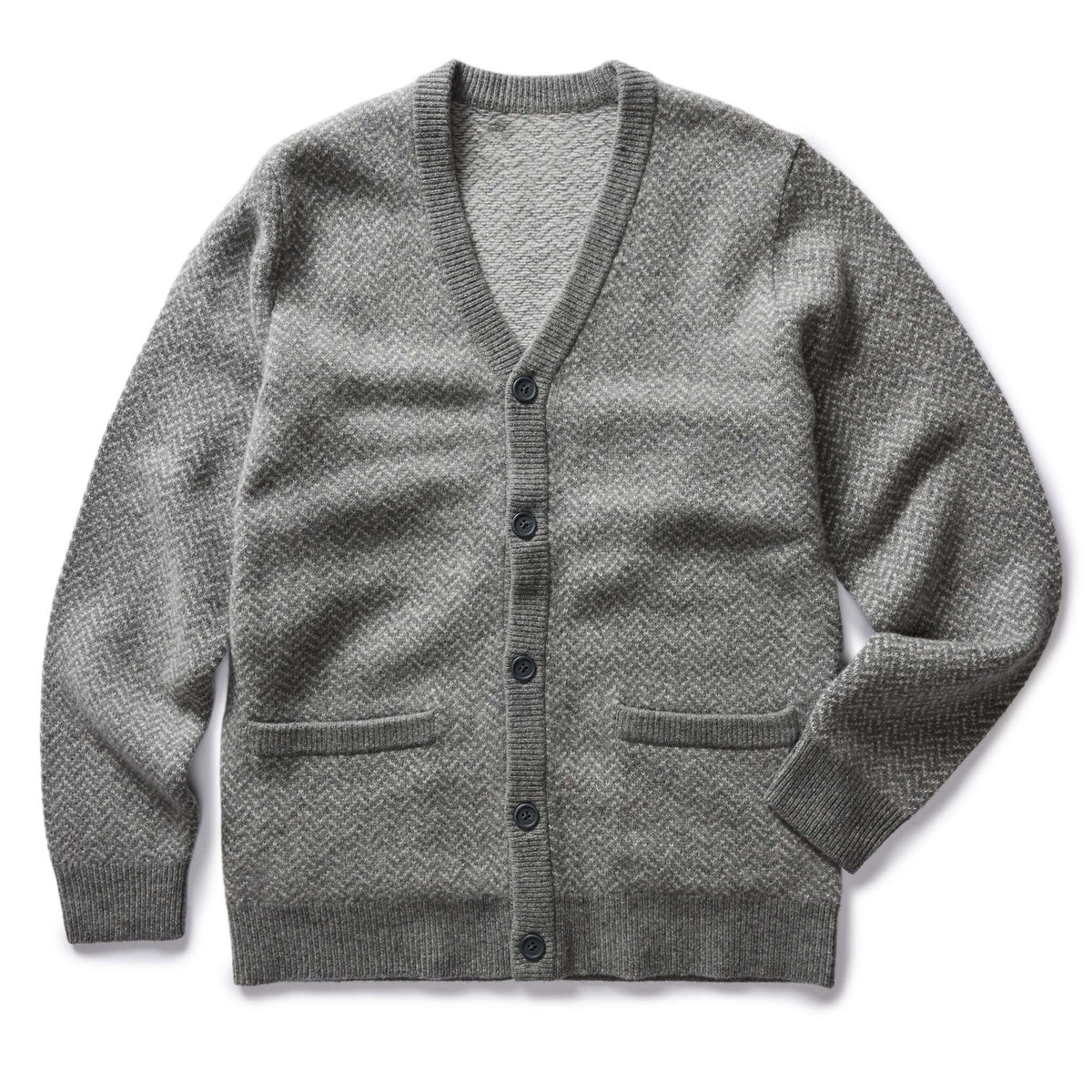 Men's Sweater Pullover Cable Knit Sweater in Natural Don in Ash Herringbone Merino