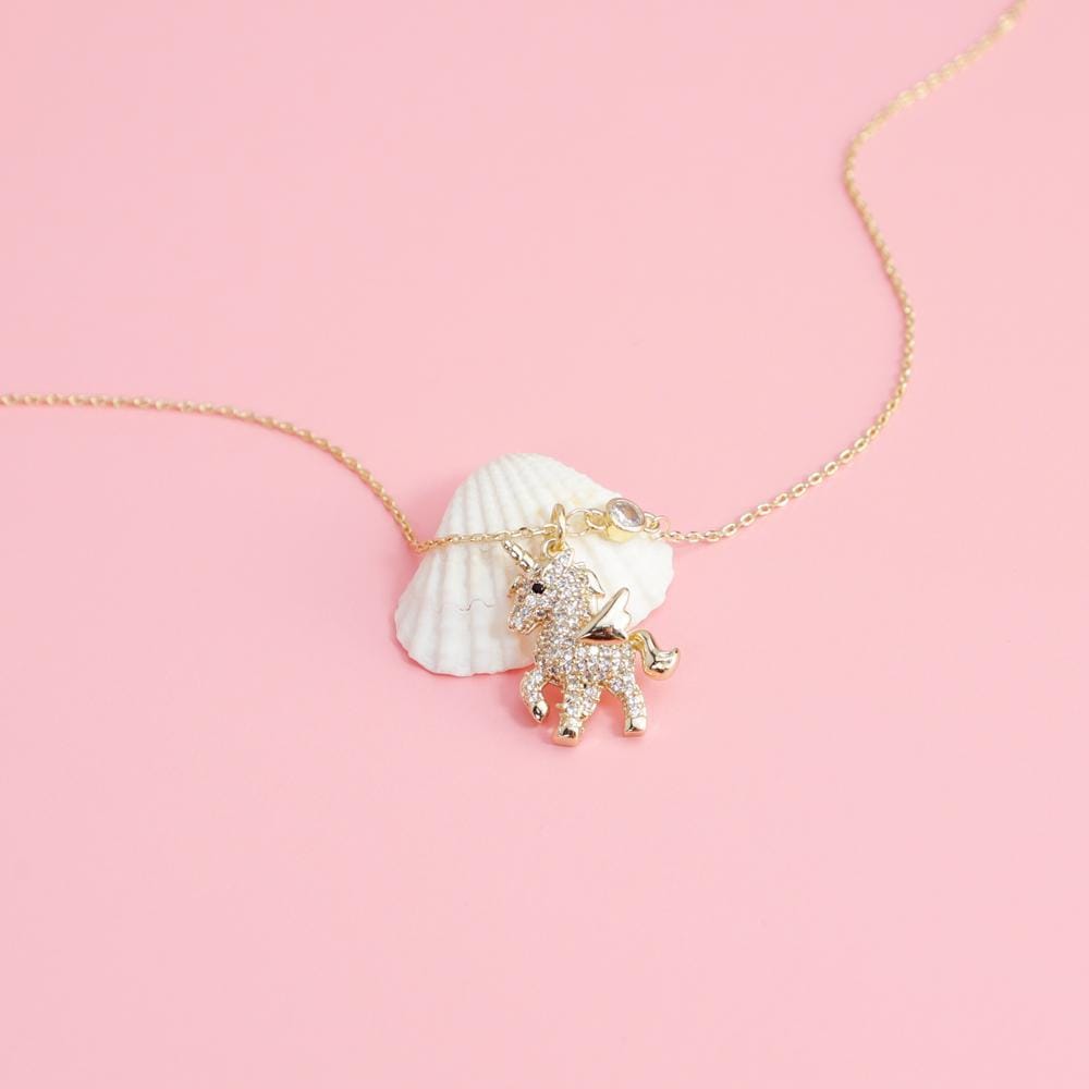 For Girl Shiny Diamond Unicorn Necklace jewelry