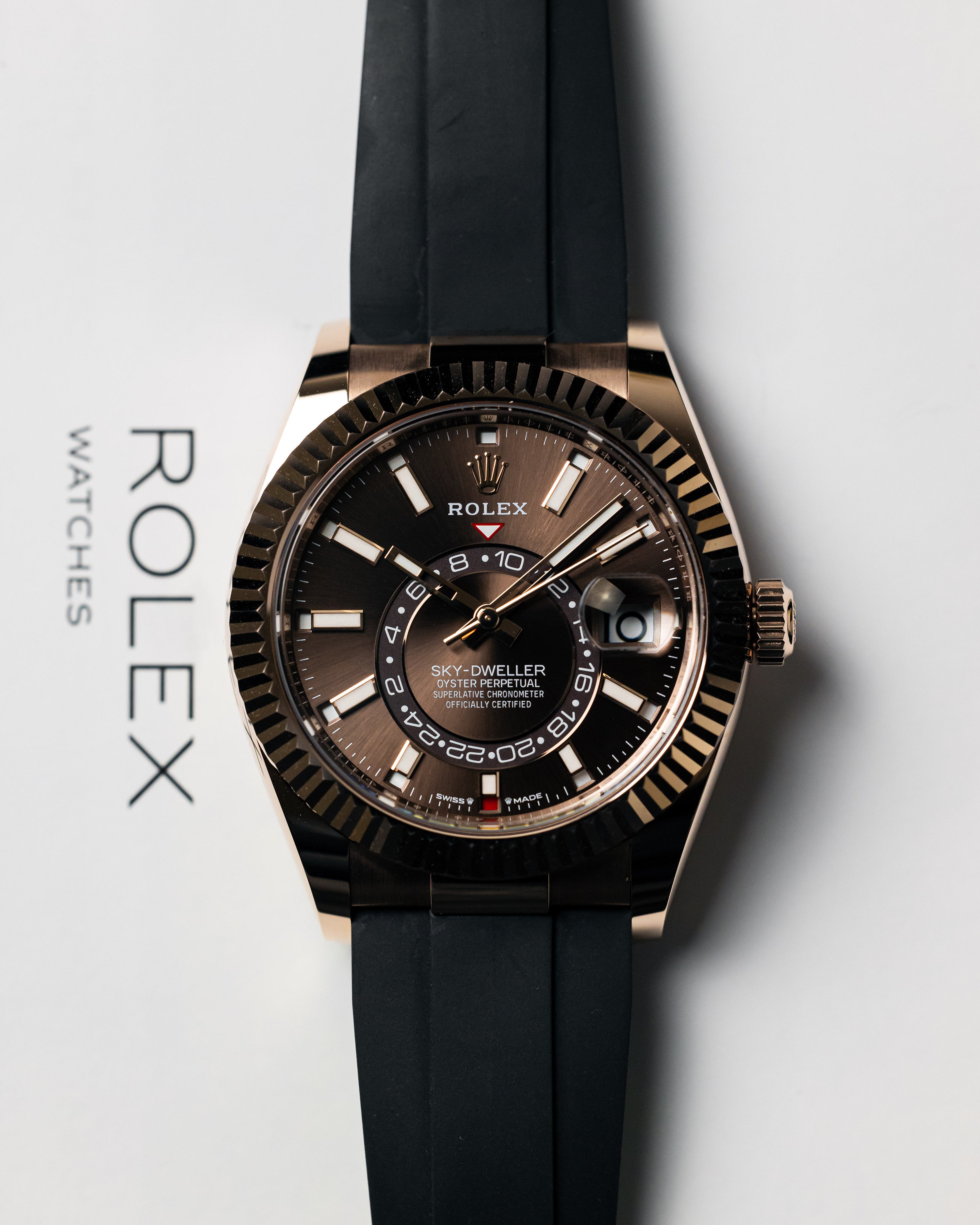 2024 Rolex Sky-Dweller Rose Gold/Chocolate Dial Oysterflex