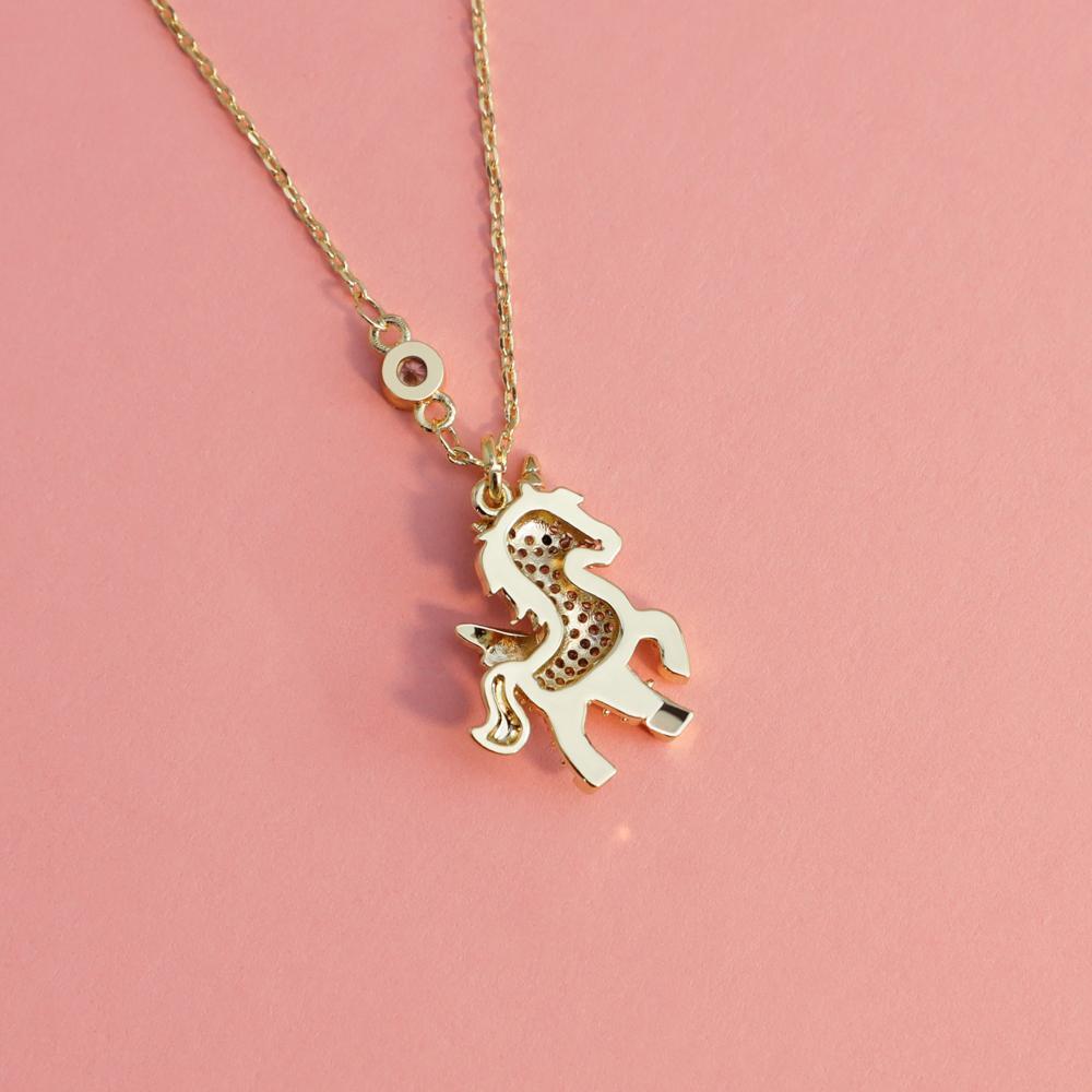 For Girl Shiny Diamond Unicorn Necklace jewelry
