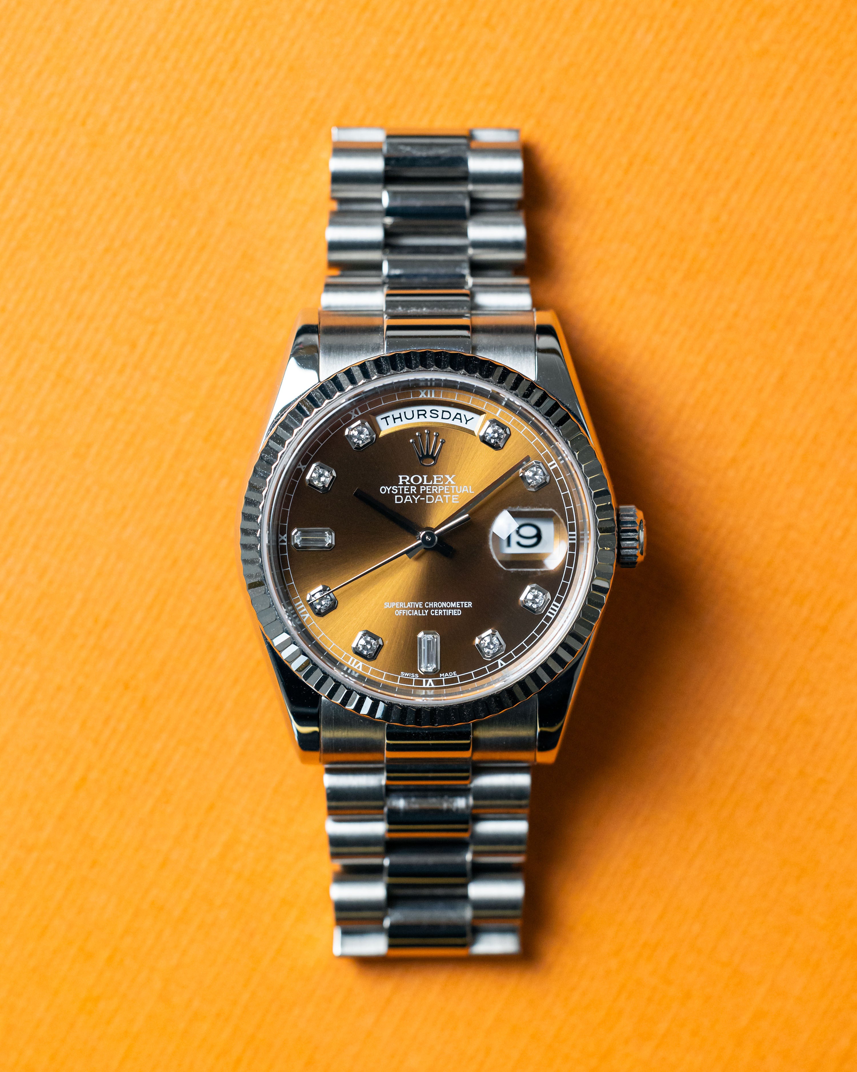 Rolex Day-Date 36mm Brown Diamond Dial 118239