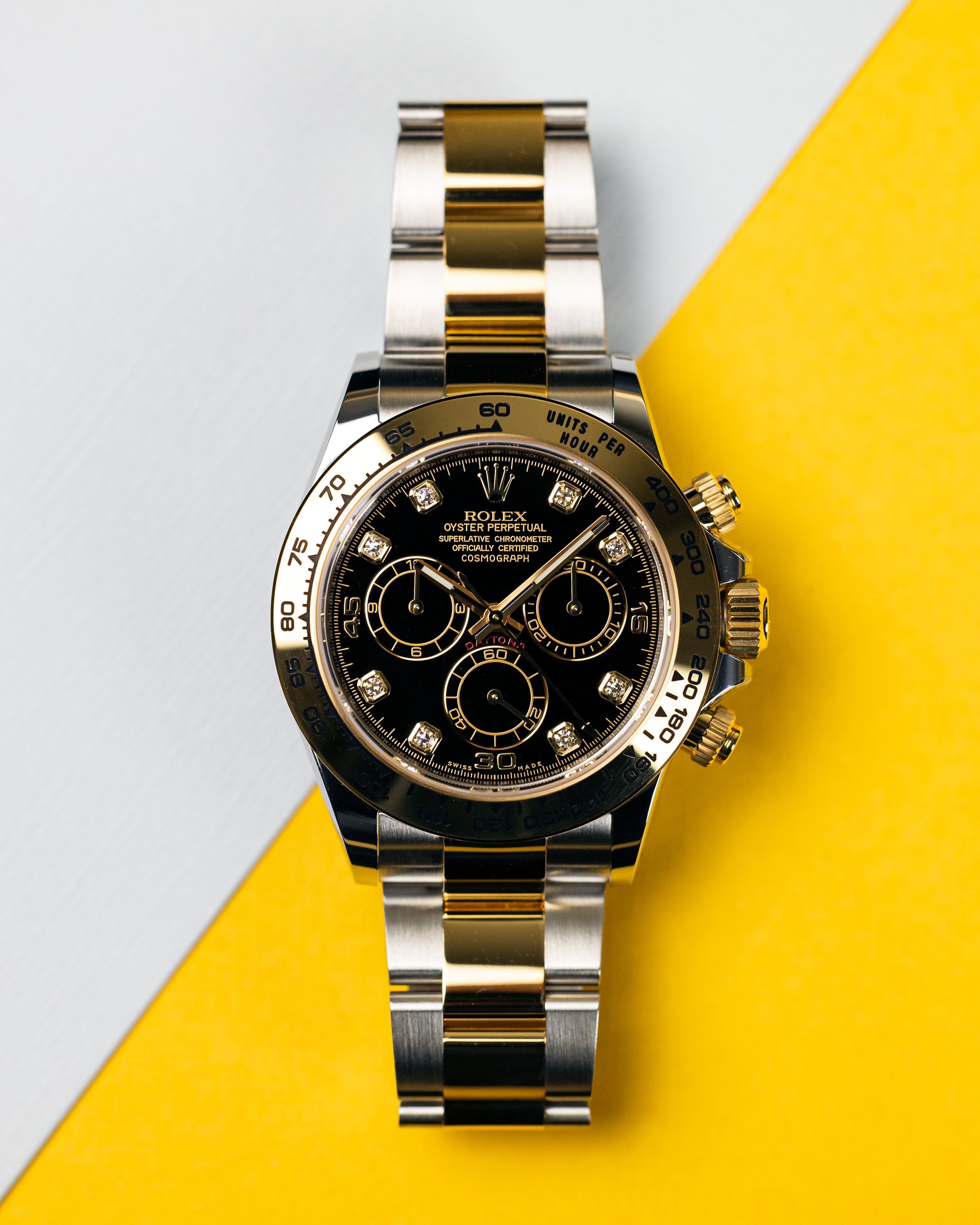 2021 Rolex Daytona Two-tone YG/Steel, Black dial with Diamond indices 116503