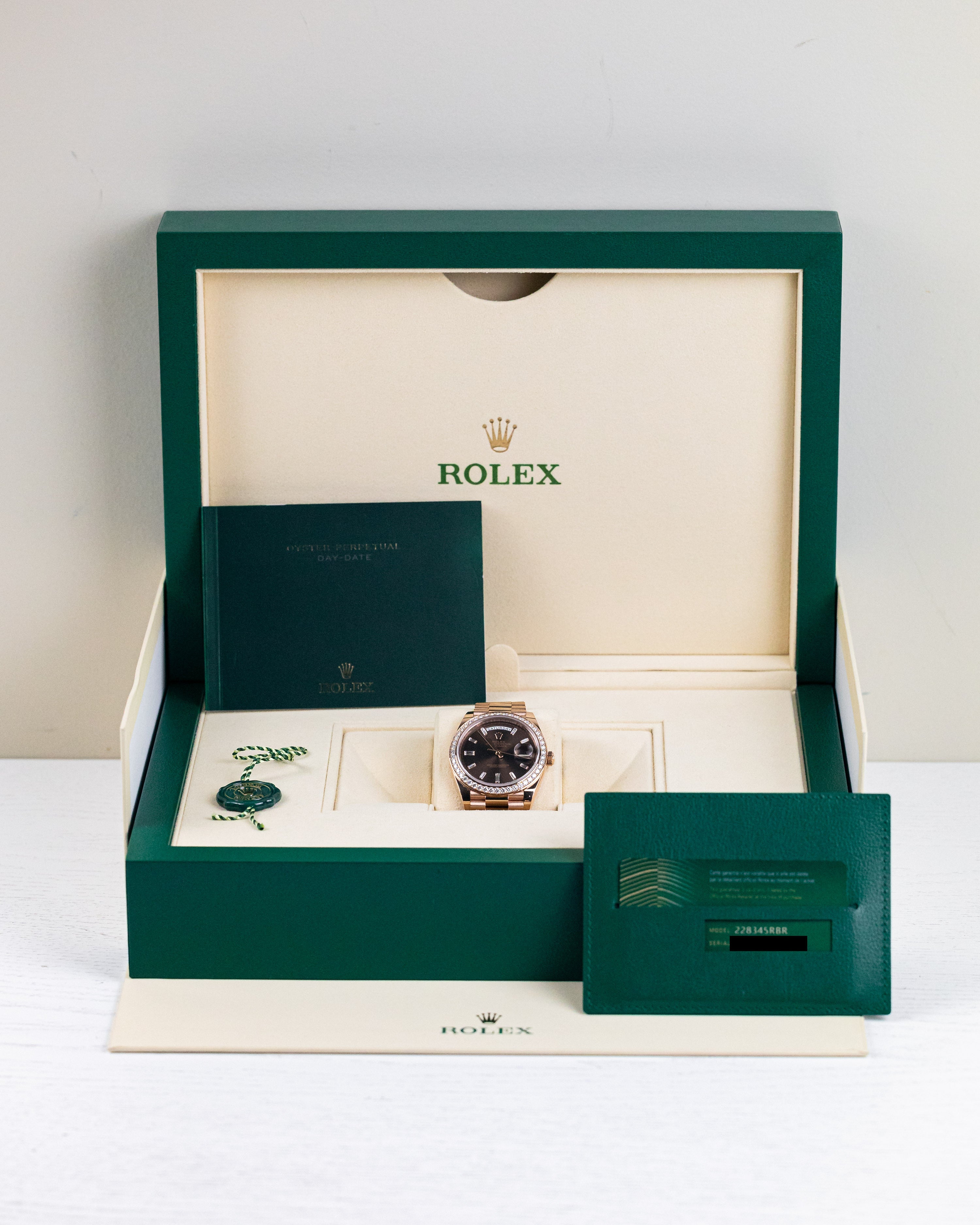 Rolex Day-Date 18k Everose Gold Chocolate Diamond Dial Men's Watch 40mm M228345RBR-0006