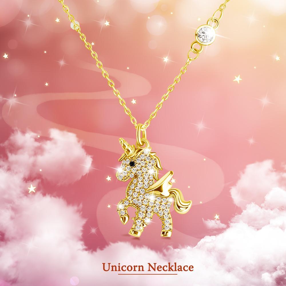 For Girl Shiny Diamond Unicorn Necklace jewelry