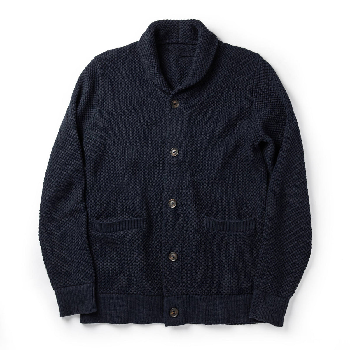 Men's Sweater Pullover Cable Knit Sweater in Natural Don in Dark Navy