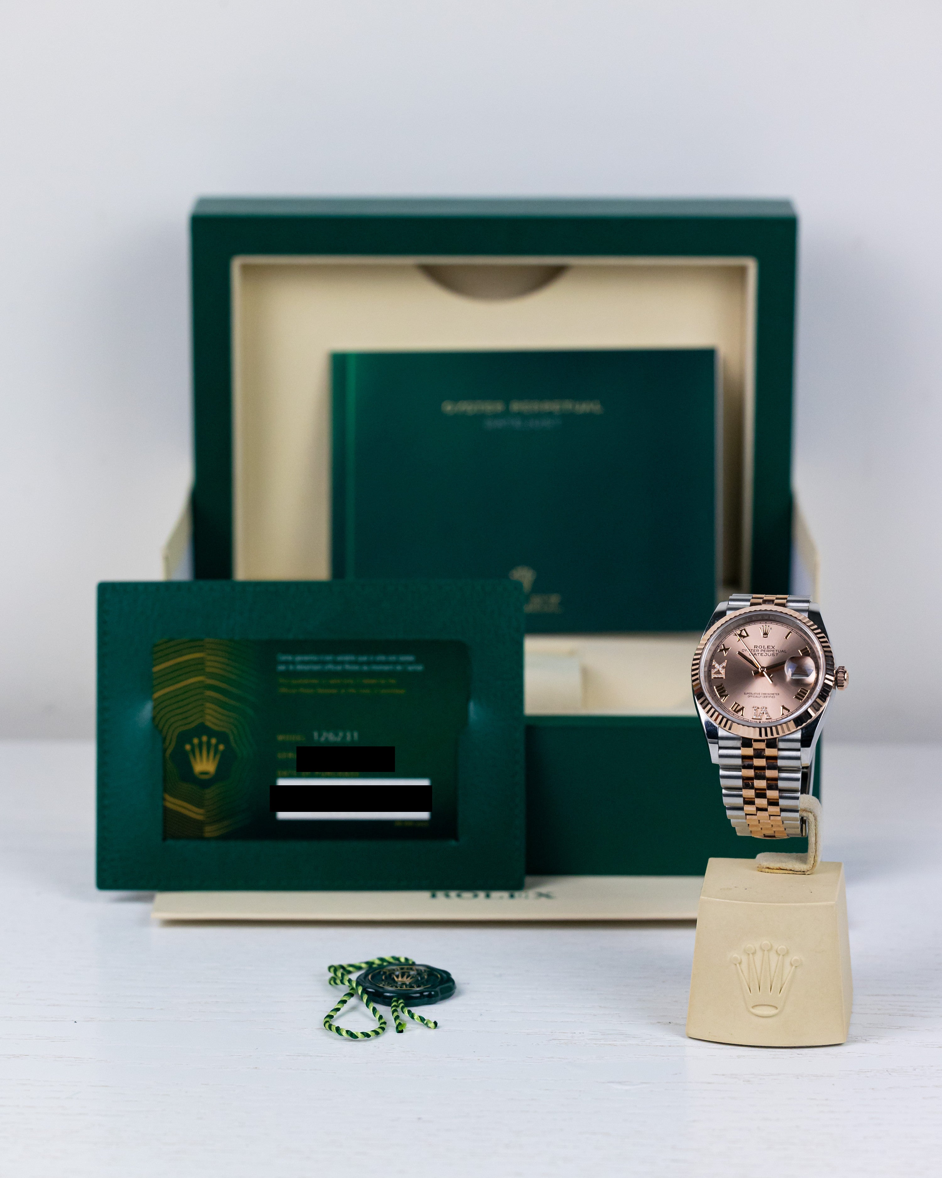 Rolex Datejust 36 Steel & Everose Gold Rose Diamond Pave Roman Dial Women's Watch M126231-0027