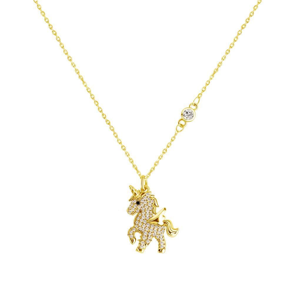 For Girl Shiny Diamond Unicorn Necklace jewelry