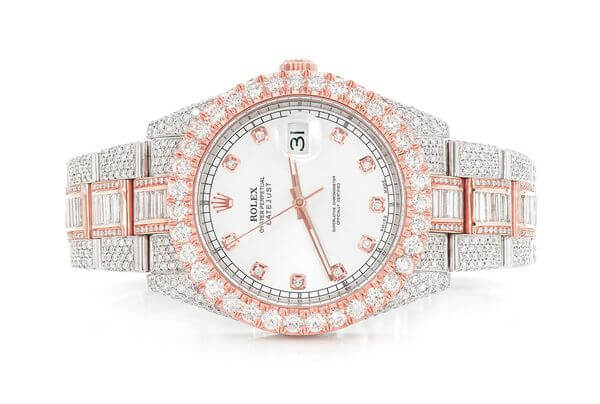 ROLEX DIAMOND WATCH DATEJUST 41MM TWO TONE FULL ICED MOISSANITE 22.10CT