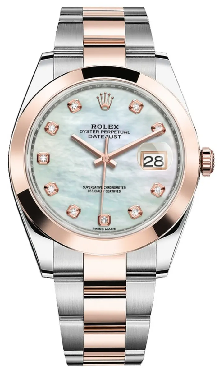 Rolex Datejust 41 Steel and Everose Gold Mother of Pearl Diamond Dial Men's Watch M126301-0013
