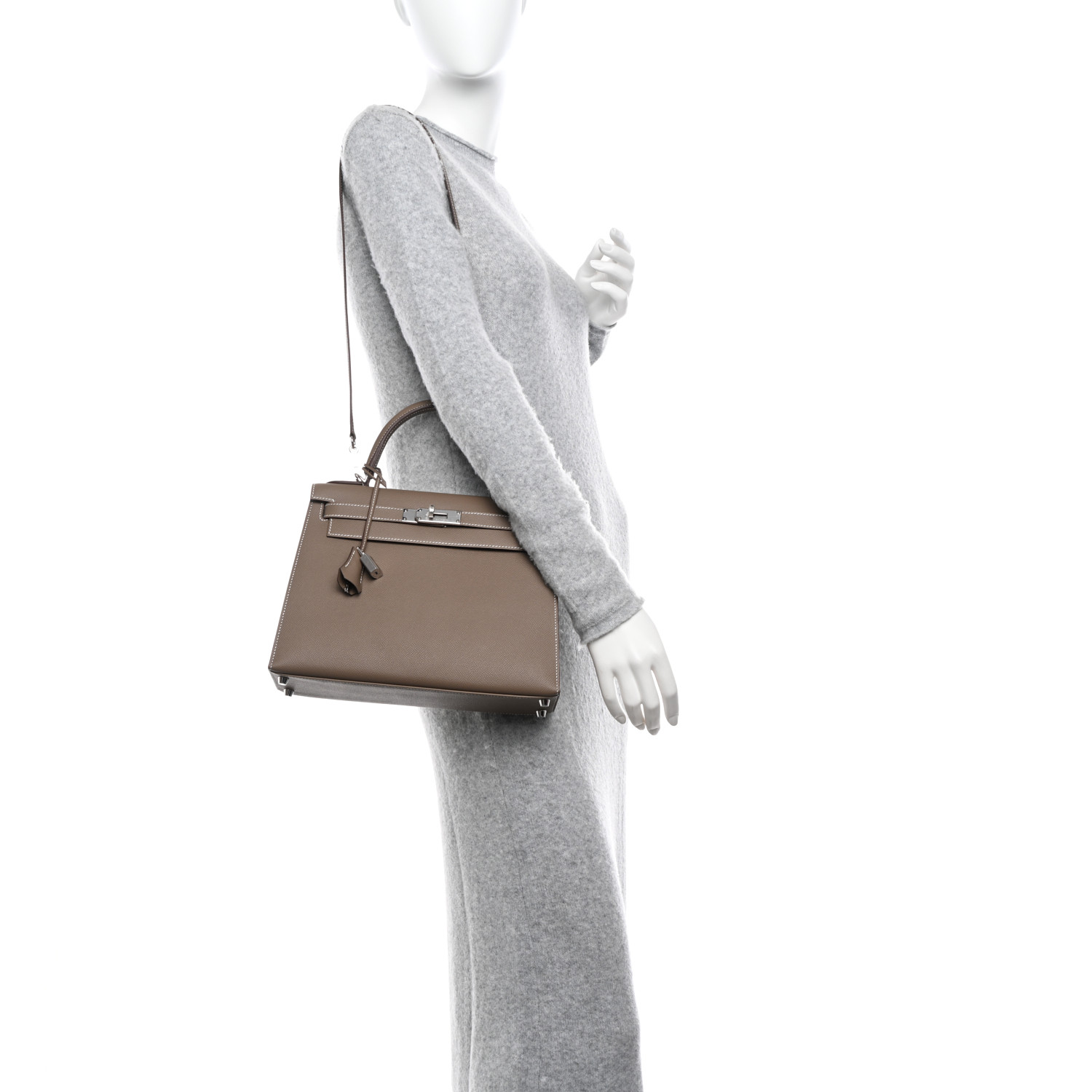 Epsom Kelly Sellier 28 Étoupe (Silver Lock) - luxuryevafr