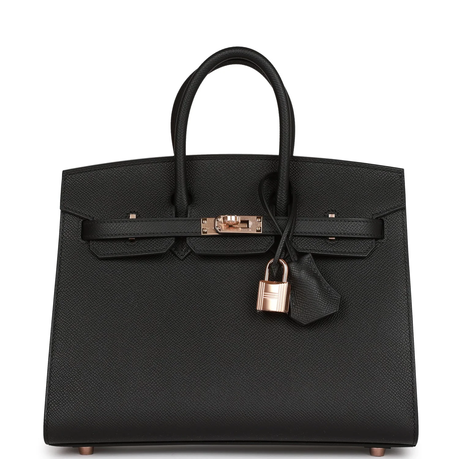 Hermes Birkin Sellier 25 Noir Epsom Ferrures en or rose - luxuryevafr