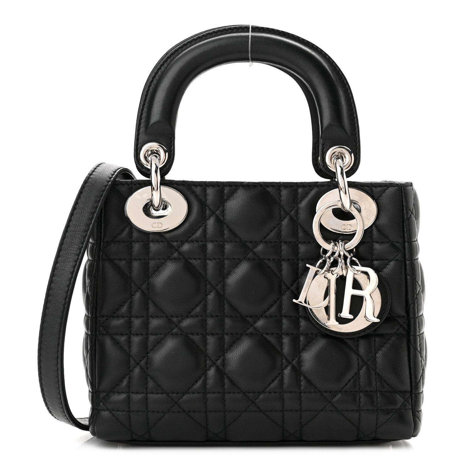 Mini Lady Dior en cuir d'agneau Cannage noir (16,5 x 15 x 7,6 cm) - luxuryevafr