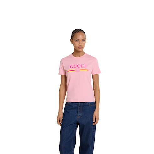 T-shirt en jersey de coton Gucci avec imprimé - luxuryevafr