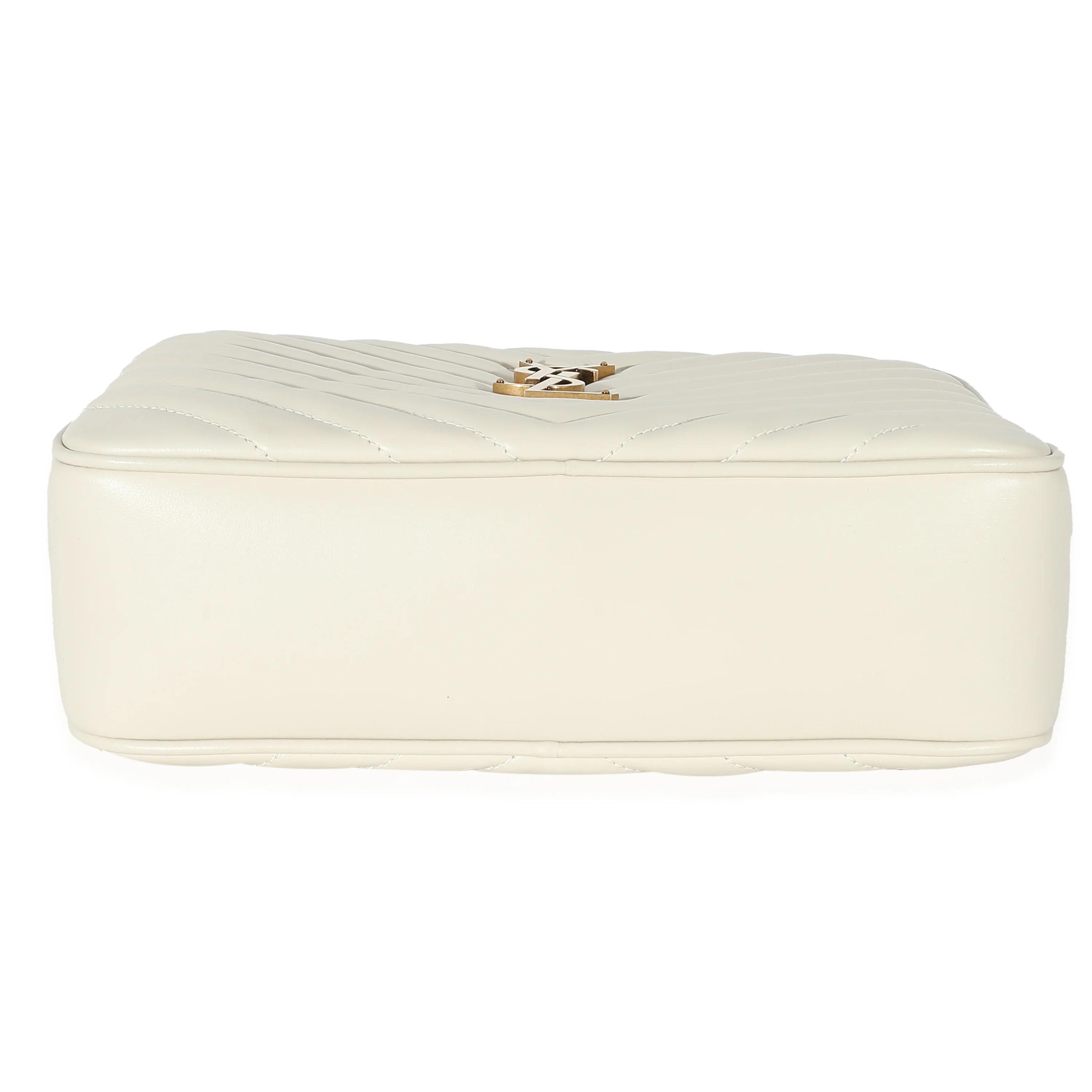 Sac photo Lou en cuir matelassé souple à chevrons Crema de Saint Laurent - luxuryevafr