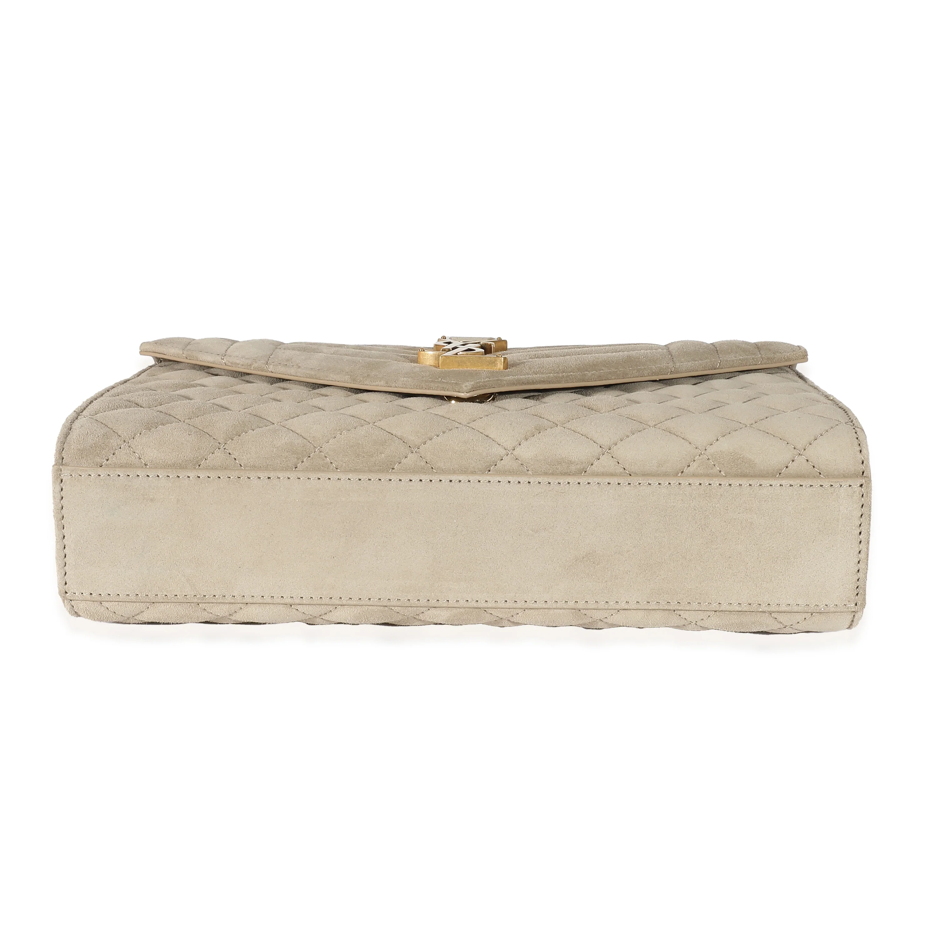 Sac enveloppe moyen monogramme Saint Laurent Beige Suede Mixed Matelasse Triquilt - luxuryevafr