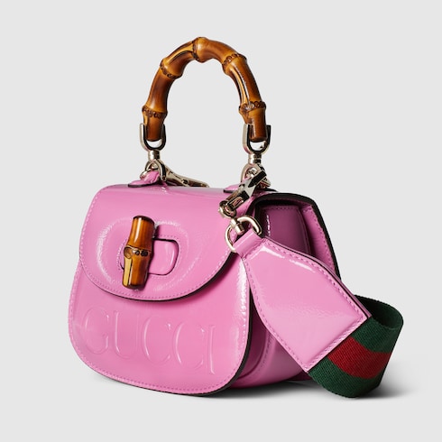 Mini sac Gucci Bamboo 1947 Variation cuir verni rose - luxuryevafr