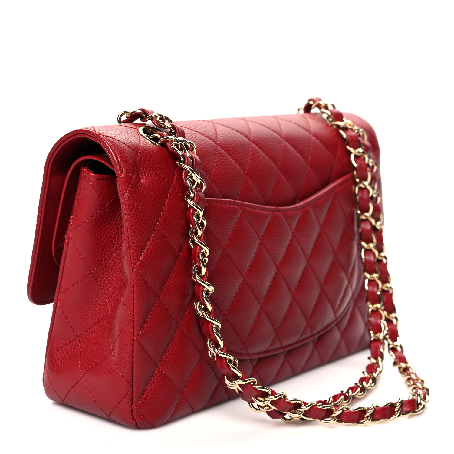 Caviar Quilted Medium Double Flap Rouge - luxuryevafr