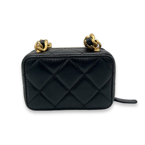 Sac bandoulière Chanel CC noir en cuir d'agneau, finitions dorées - luxuryevafr