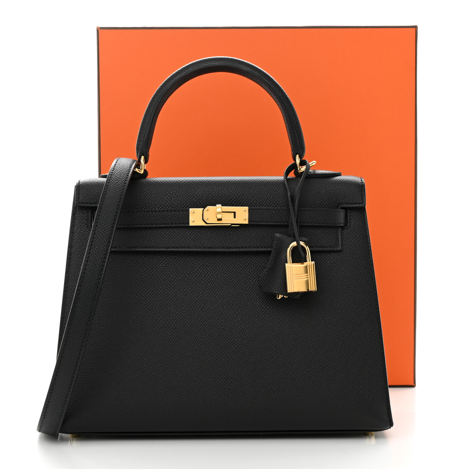 Epsom Kelly Sellier 25 Noir - luxuryevafr