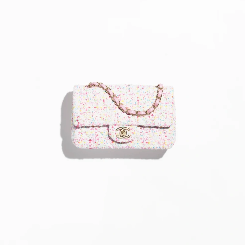 Sac à main CHANEL Mini Classic - Blanc, bleu et rose - luxuryevafr