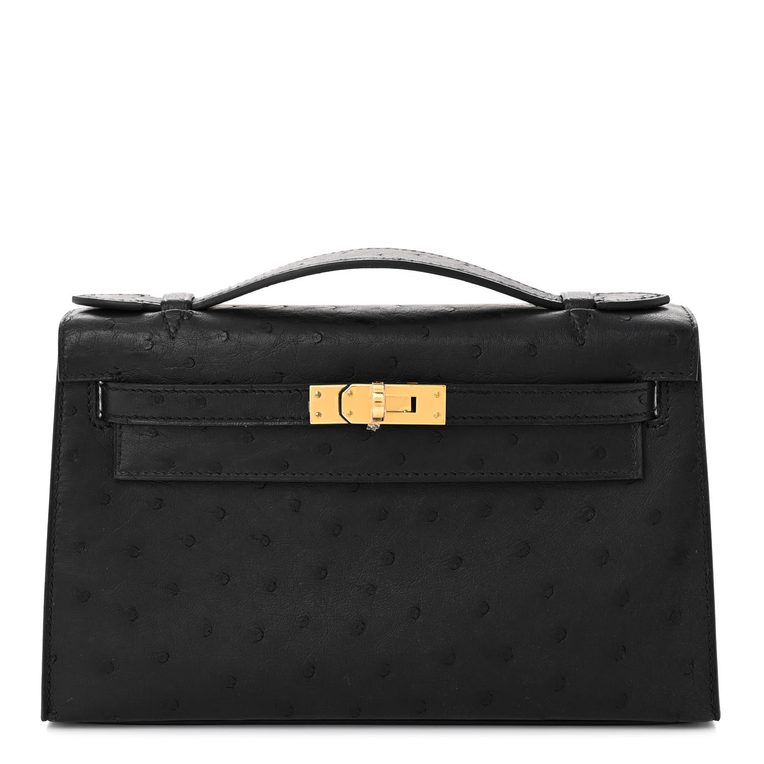 HERMES Pochette Kelly Autruche Noire - luxuryevafr
