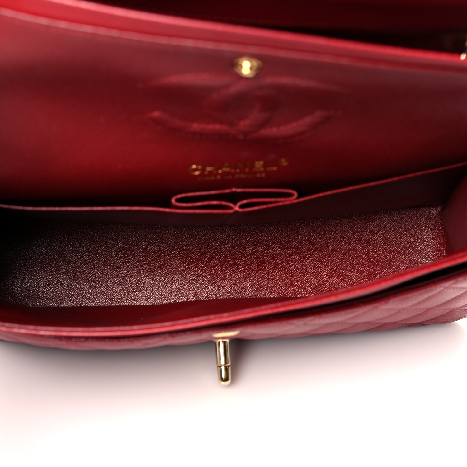 Caviar Quilted Medium Double Flap Rouge - luxuryevafr