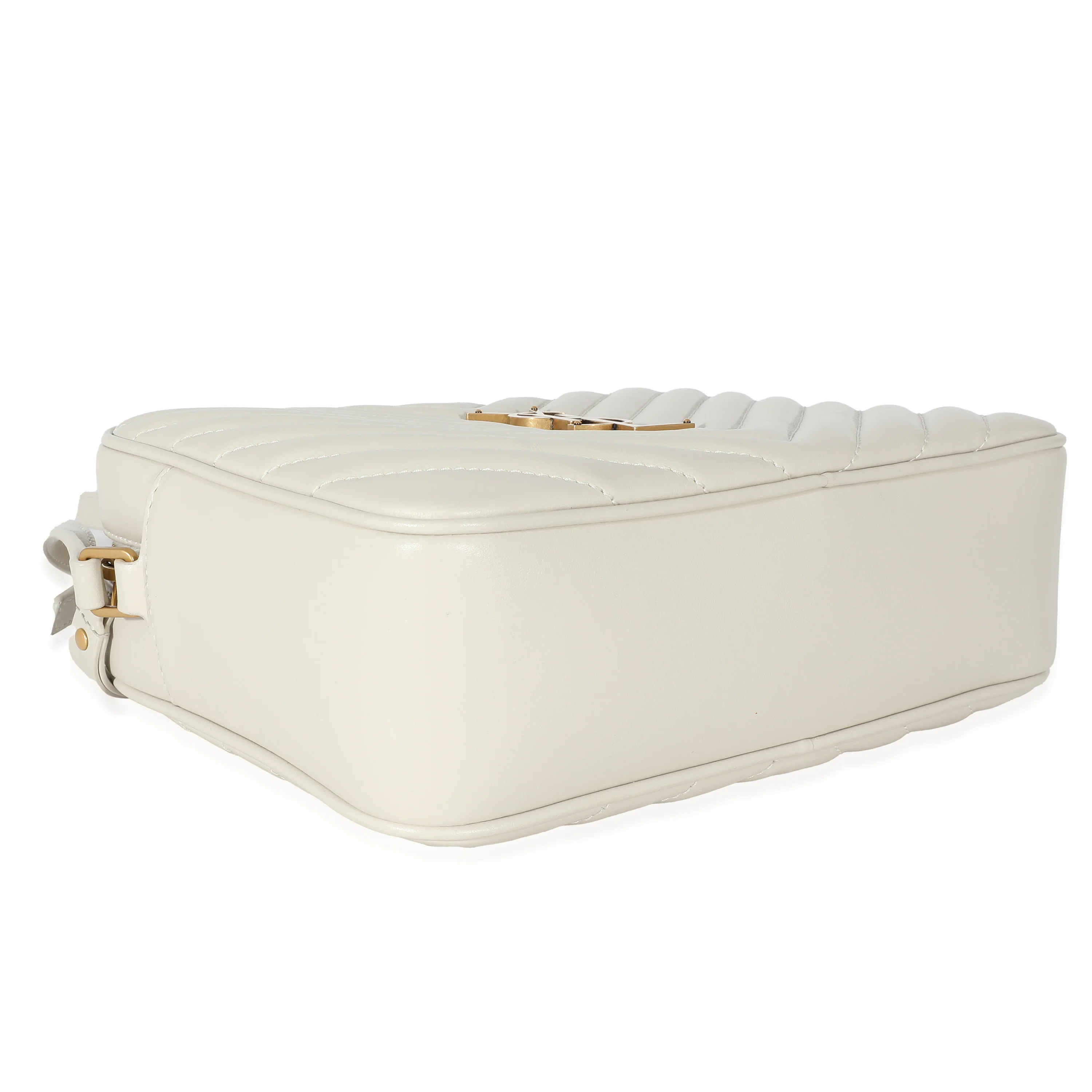 Sac photo Lou en cuir matelassé souple à chevrons Crema de Saint Laurent - luxuryevafr