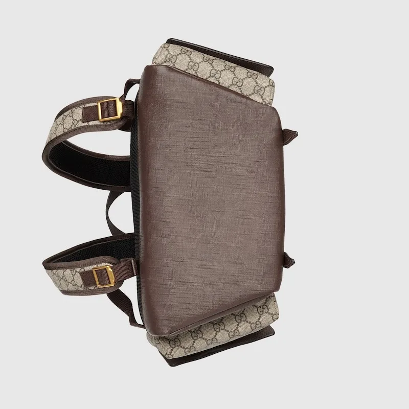 Sac à dos en toile enduite monogrammée Ophidia, garni de cuir et de sangles - luxuryevafr