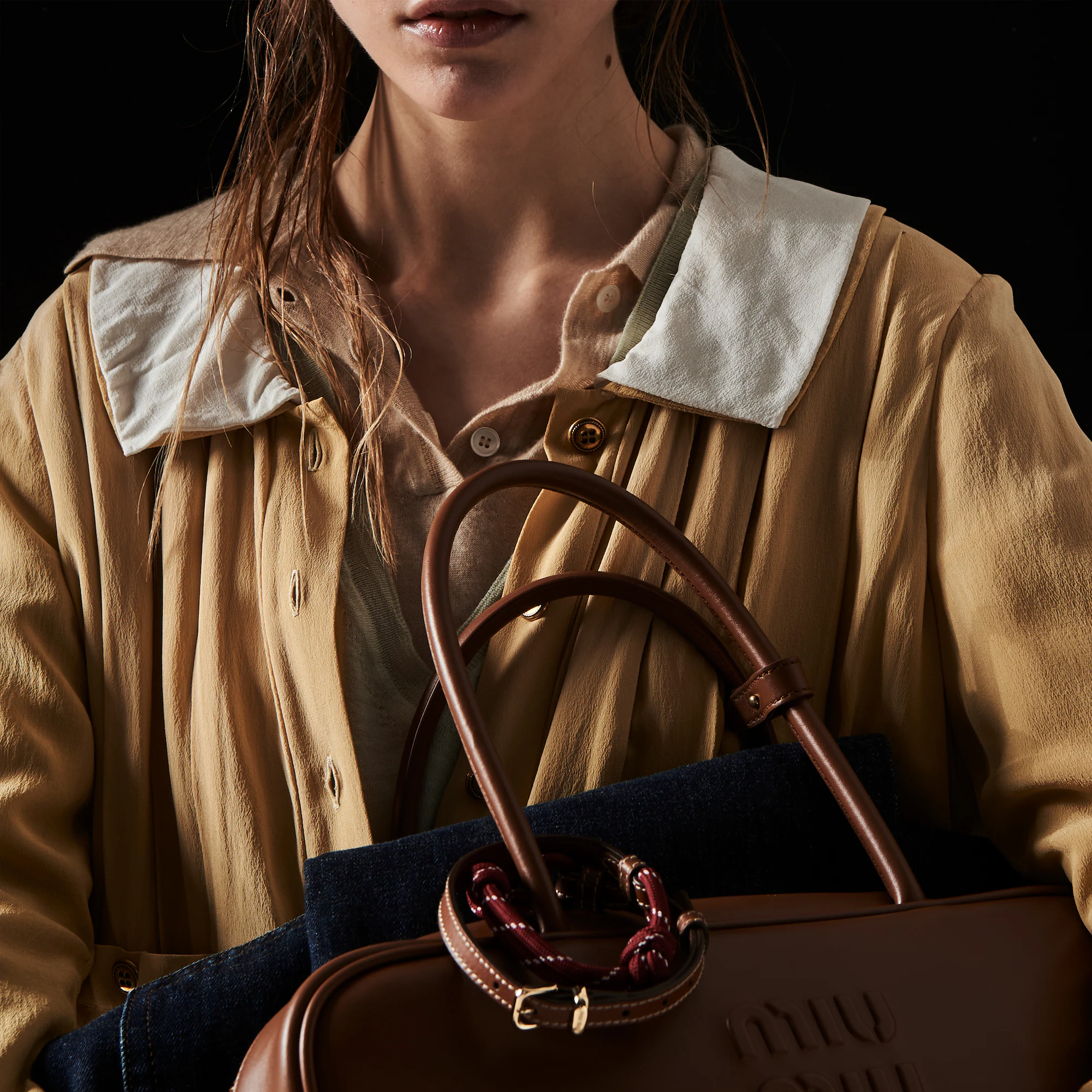 Grand sac MIU MIU en cuir Beau - Cognac - luxuryevafr