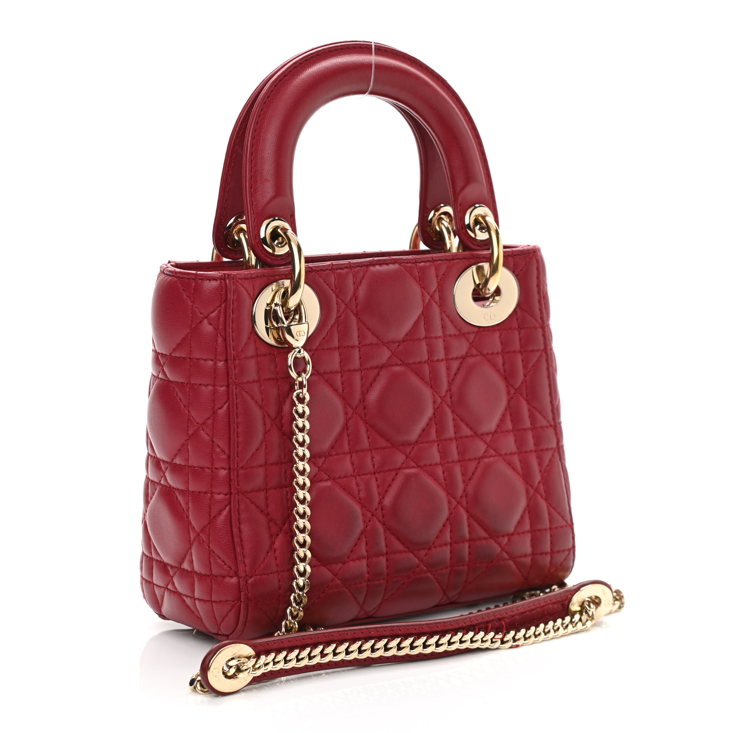 Lambskin Cannage Mini Lady Dior Burgundy - luxuryevafr
