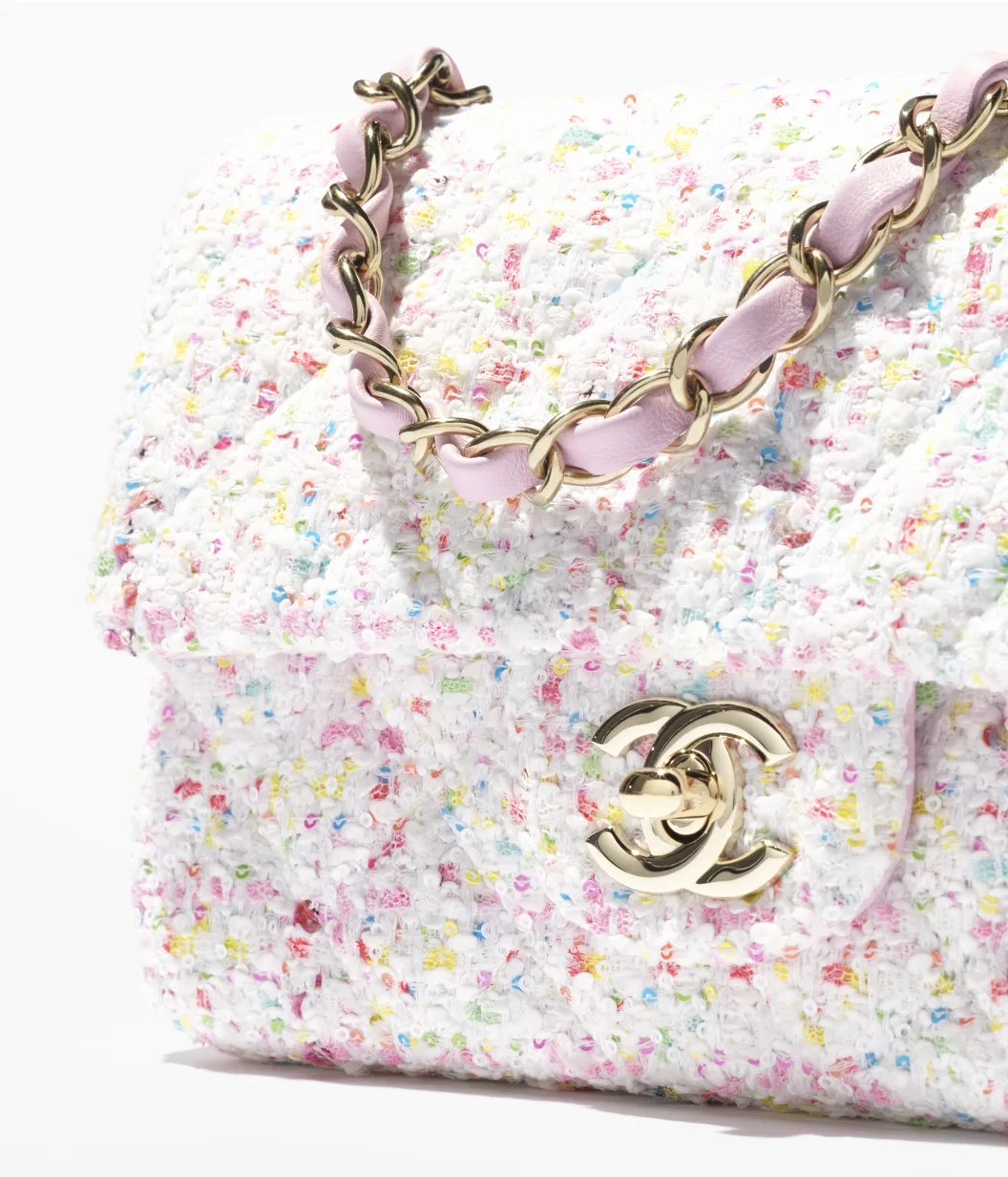Sac à main CHANEL Mini Classic - Blanc, bleu et rose - luxuryevafr