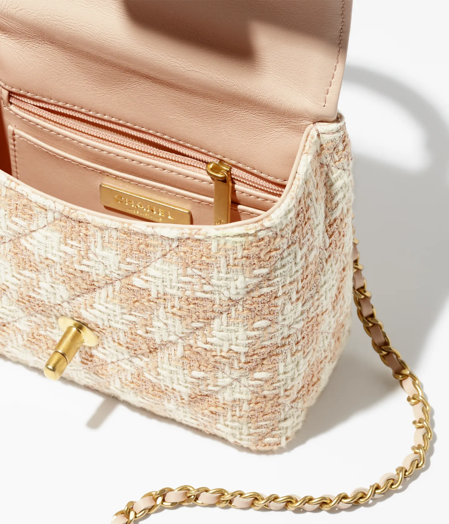 MINI SAC À RABAT AVEC POIGNÉE SUPÉRIEURE - Orange et Écru - luxuryevafr