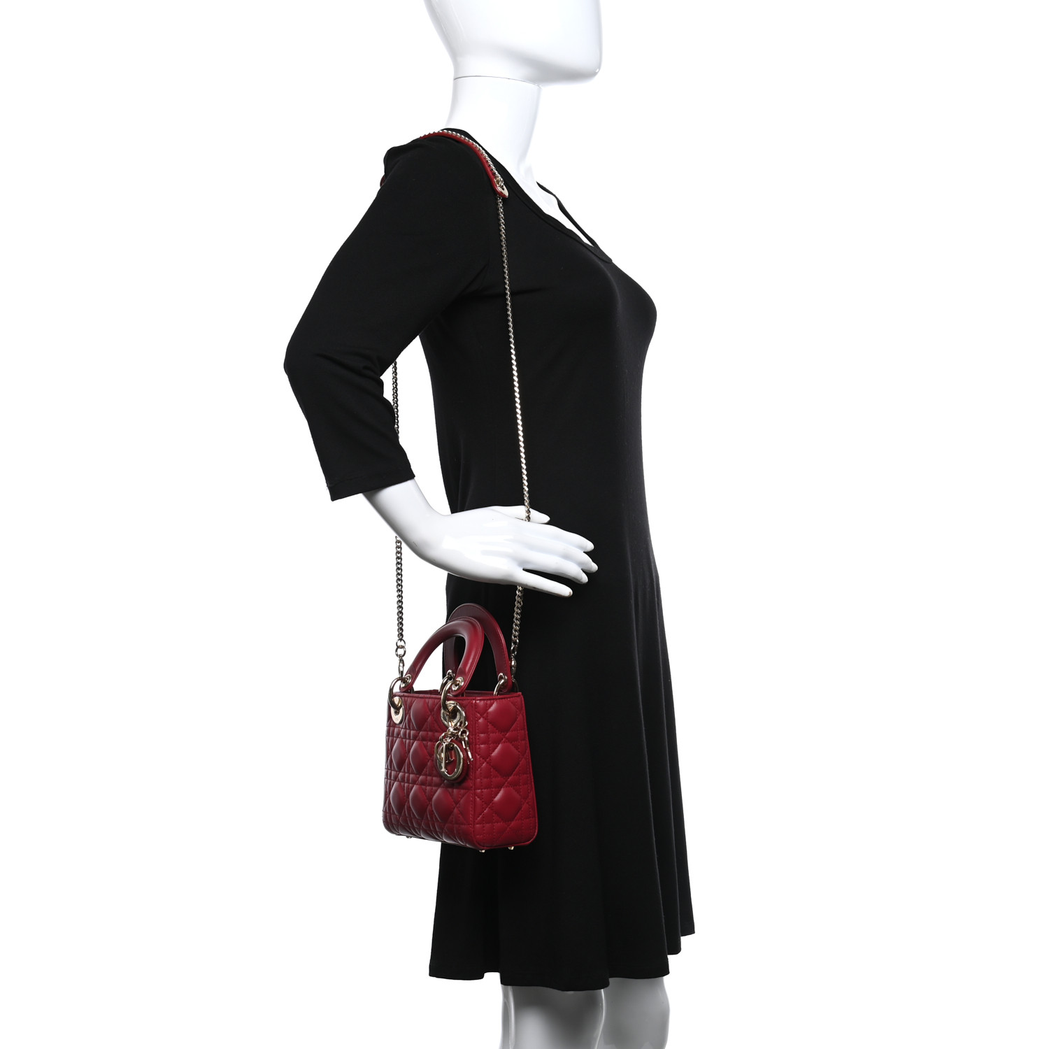 Lambskin Cannage Mini Lady Dior Burgundy - luxuryevafr