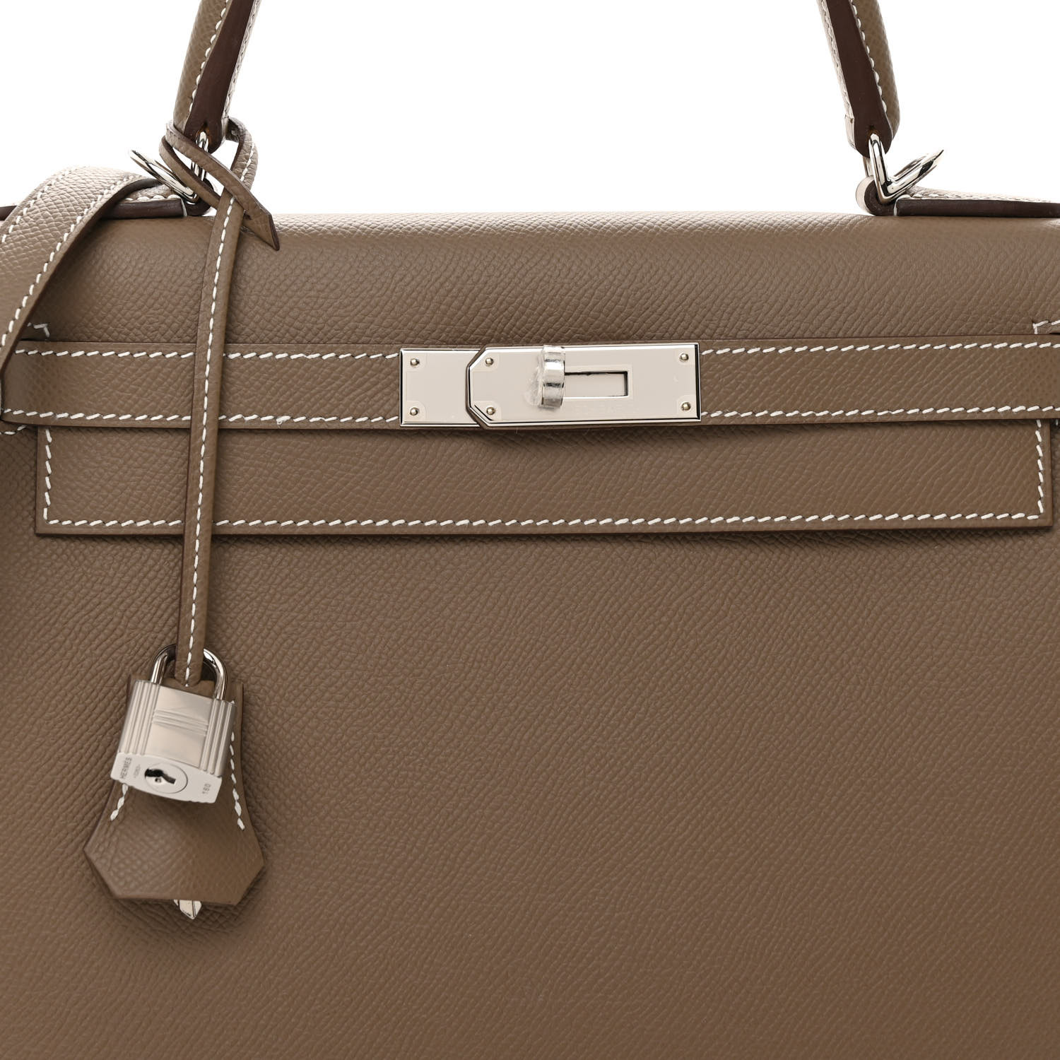 Epsom Kelly Sellier 28 Étoupe (Silver Lock) - luxuryevafr