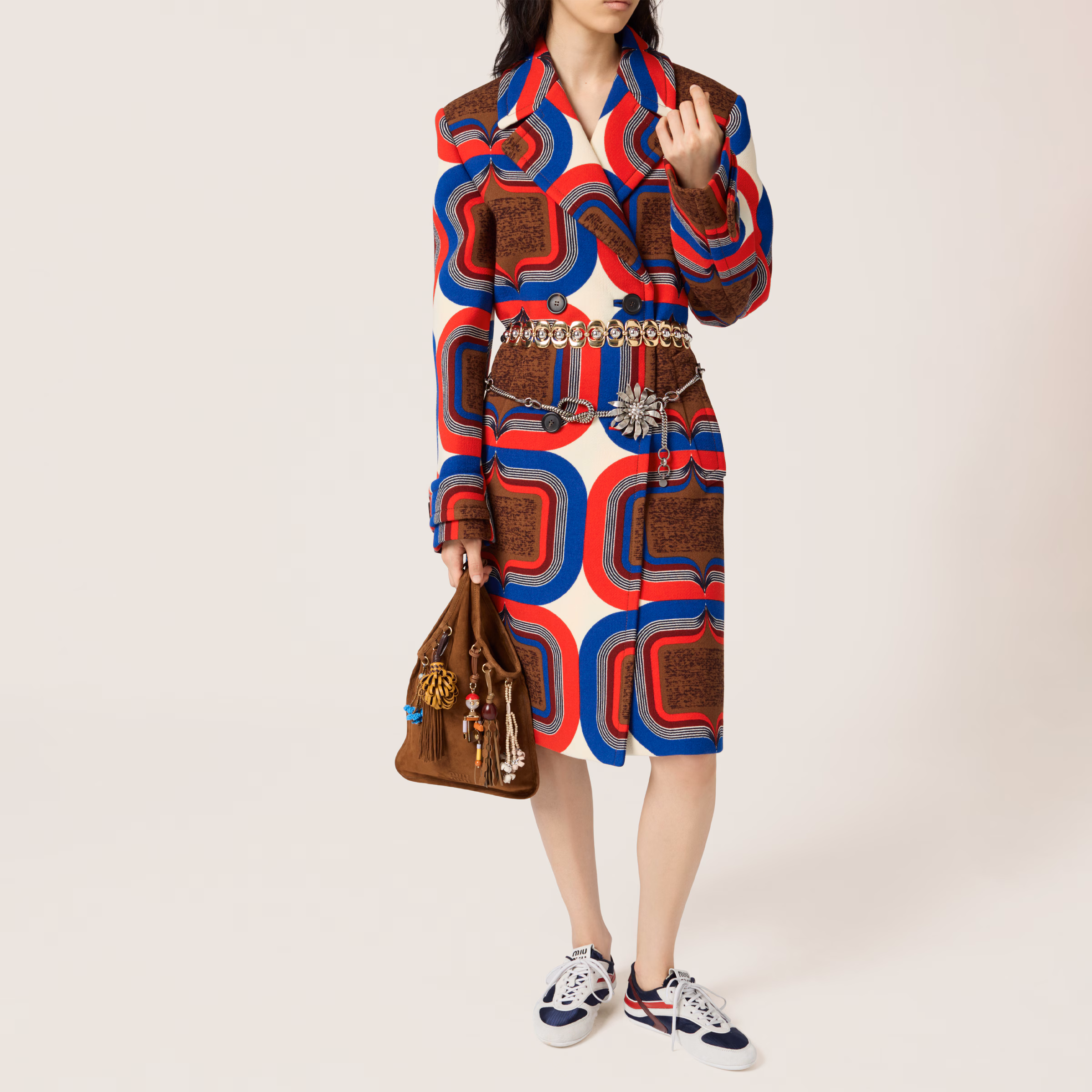 Sac MiuMiu en daim avec motif en chêne - luxuryevafr